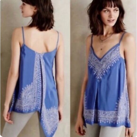 HD in Paris Tops - Anthropologie blue moonset asymmetrical handkerchief v neck tank top silk sz 4